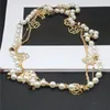 Mode Multilayer Graceful Halskette Schmuck Perle Kette Legierung Blume Gold Überzogene Halsketten Für Frauen Halskette Party