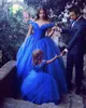 Förtjusande Cinderella Flower Girl Dresses Royal Blue Kids Pageant Gowns Off Shoulder Beaded Ball Gown Communion Special Occasion For Weddings