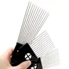 Black Plast Fist Handle Afro Borstel Stianless Steel Wide Tanden Metalen Haar Pick Afro Kam met Vuist