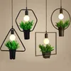 Lâmpada suspensa de iluminação de loft moderno plantas geométricas de maconha de ferro redondo candelabro