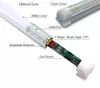 LED TUBE 8FT Magasin d'éclairage de la lumière 120W Porte de congélateur de portes de refroidisseur de refroidisseur 2FT 4FT 5FT 6FT Lampes intégrées