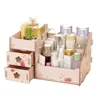 Träförvaring Box Smycken Container Makeup Organizer Case Handgjorda DIY Assembly Cosmetic Organizer Wood Box för kontor