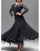 Adult/Girl Ballroom Dance Dress Women Modern Waltz Tango Standard Competition Practice Dance Dress Black Lace Stitiching Fishbone Dress