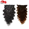 Hannah İşlenmemiş Vücut Dalgası İnsan saç klipsinde 10pcsset Full Head 120g Hint Bakire Saç Klipsi