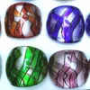 Gümüş Folyo Murano Yüzükler Şerit Tasarımı, El Yapımı Tüm Cam İşi, Altı Renkler Paketi 12 adet Ücretsiz Kargo