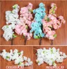 인공 꽃 벚꽃 줄기 결혼식 파티 센터 피스 위해 가짜 사쿠라 트리 분기 홈 파티 장식 꽃 5 색
