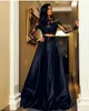 Skromny 2017 Czarne Dwa Kawałki Formalne Dresses Party Wieczór Nosić Tanie Illusion Z Długim Rękawem Satynowa Spódnica Suknie Wieczorowe Custom Made En102814