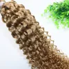 Afro Curly Weave Braziliaanse Human Hair Extensions Aardbei Honing Blond Remy Haarbundels 100 gram per stuk6333158