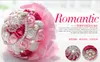 Cristalli di lusso Perle Spille Bouquet da sposa da sposa Rosa rosa Pizzo Diamante Sposa con bouquet da sposa Fiori Bomboniere