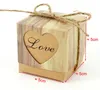 Vintage Kraft Paper Hollow Out Love Heart Favor Gift Box Bröllopsfödelsedagsfest Handgjorda Tvål Smycken Candy Wrap Packaging Boxes