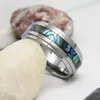 Sea Shell Inlay Tungsten Bröllopsring för Asien Män 8mm Bredd Wry-600