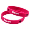 Bracelet en caoutchouc de Silicone, 1 pièce, amour, espoir, rêve pour la paix, Logo imprimé, taille adulte, vert et rose