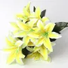 45 cm parfum lys 10 têtes fleur de soie brute ciment en plastique feuilles fleurs artificielles pour mariage, maison, fête, cadeau