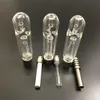 Mini glass water pipe oil rig with gr2 titanium tip quartz or ceramic tip for choose NC mini glass smoking pipe