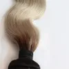 Ombre Human Hair Body Wave 1B/ Grey 1 Piece Only Ombre Brazilian No Remy Human Hair Weave Gray Color