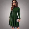 Venda por atacado- promoção 2016 moda mulheres outono vestido sexy manga longa magro maxi vestidos de inverno verde vestido de festa ucrânia