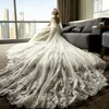 Incredibili abiti da sposa Watteau Sexy scollo a V con applicazioni in pizzo Abiti da sposa senza schienale con lacci Abito da sposa lungo in tulle con una linea