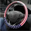 Stijlvolle stuurwielafdekking PU lederen autohoes voor stuurwiel USA National Flag Print Steering Wheel Covers Cars ATP210