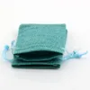 50pcs Linen Fabric Drawstring bags Candy Jewelry Gift Pouches Burlap Gift Jute bags 7x9cm / 10x14cm /13x18cm ( Turquoise color )