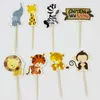 All'ingrosso-24pcs Jungle Safari Cupcake Picks Animal Cake Toppers Cartoon Cupcake Inserti Carta Compleanno Baby Shower Bambini Bomboniere