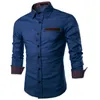 Vente en gros- 2016 Chemises d'affaires formelles pour hommes Casual Couleur unie à manches longues Chemises habillées de cow-boy Camisa Masculina Chemises décontractées XXXL DDWQ