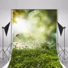 Sfondi per foto primaverili per bambini Fiori bianchi Erba verde Sole Scintillante Pois Bokeh Fondali fotografici Carta da parati panoramica in vinile