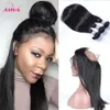 360 Full Lace Frontal Closure med 8A Grade Brasilianska Peruanska Indiska Malaysiska Kambodjanska Straight Virgin Human Hair Weaves Buntar Stängningar