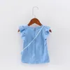 Wholesale- Cute Baby Girl Dress Jeans Children Kids Baby Denim Dresses One Piece Baby Summer Clothing For School Casual Wear Clothes Girl