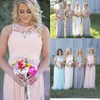 2017 Country Cheap Grey Bridesmaid Dresses for Wedding Long Chiffon ALine Backless Formal Dresses Party Lace Modest Maid Of Honor8718605