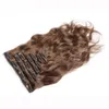 Extensão de cabelo virgem brasileira 16-30 "clipe em onda corporal de cabelo humano 8 # 70g / set extensões de cabelo