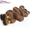 Clearance Sale Mixed 3 Pieces Body Wave Malaysian Virgin Human Hair Weave Bundles #4 Dark Brown Wavy Natural Weft Full Bodywave Sew In Extensions