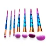 7/10 datorer Professionell makeupborstar Set Tråd Rainbow Handtag Makeup Borstar Kosmetik Blusher Pulver Blandning Slät Diamant Makeup Brush