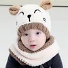 Winter Baby Hat and Scarf Cute 3d Cat Szydełka Dziany Czapki Dla Niemowląt Chłopcy Dziewczyny Dzieci Dzieci Szyi Warmer