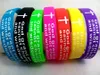 30pcs Color Mix Serenity Prayer "GOD GRANT ME.."Bible Cross Silicone bracelets Fashion Wristbands wholesale Men Women Christian Jewelry Lotes