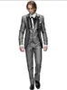Peak Lapel Melhor Homem Terno Cinza Groomsman Homens WeddingProm Suits Doivo TuxeDos 3 (Casaco + Calças + Colete) Personalizado