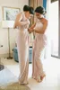 2017 bleke stoffige roze een schouder bruidsmeisje jurken moderne lange land elegante goedkope meid van eer bruiloft gasten feestjurk