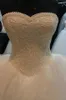 2016 Abiti da sposa personalizzati taglie forti Sexy perline con perline in pizzo Collo a cuore bianco Una linea Corsetto senza schienale Abiti da sposa Lunghezza del pavimento