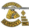 Neuankömmling 7-teiliges Set GHOSTRIDER'S GERMANY bestickter Aufnäher zum Aufbügeln auf der Rückseite, Biker-Reiter-Aufnäher für Jacke, Weste, Aufnäher 3001