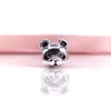 Authentique Panda paisible en argent Sterling 925, breloque en émail noir adaptée au Bracelet et au collier Pandora DIY 791745EN16