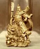 22 cm chino heroico Guan Gong Yu bronce guerrero Dios espada soporte en estatua de dragón
