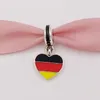 Andy Jewel 925 Silber Perlen Deutschland Herz Flagge Anhänger Charm passend für europäische Pandora-Schmuckarmbänder Halskette zur Schmuckherstellung 791545ENMX