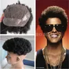 Top Vente 6 pouces Naturel Noir Afro Curl Indien Dentelle De Remplacement De Cheveux Humains avec PU Toupets pour Hommes Noirs Livraison Express Rapide