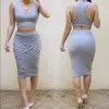 2017 ثنائي قطعتين ضمادة ضمادة bodycon Sundress مثير الحزب فساتين أبيض أحمر أسود صفراء فيديس 2 قطعة مجموعة النساء الصيف فستان Q1110