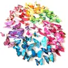 Nieuwe Mooie Vlinder Koelkast Stick 3D Stickers 3D Butterflies PVC Verwijderbare Muurstickers Butterflys Bruiloft Room Decoratie I038