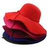 Hepburn hattar mode ull kvinnor bred rand hatt strand bowknot solkock elegant bowknot vinter varm hatt mor och barn hattar