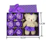 6Pcs / Box Romantic Rose Soap Flower con Little Cute Bear Doll Grande per San Valentino Giftsfor Regali di nozze o regali di compleanno