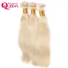 613 Blond brasilianska raka hårvävbuntar 100% Virgin Human Hair Extension 10-30 tum Ombre Human Hair Bundlar Gratis frakt