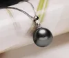 Yhamni Original Flawless Black Pearl Pendant Halsband med Solid 925 Silver Chain Halsband Bröllop Smycken För Kvinnor N001