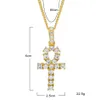 Gold Silver Egyptian Ankh With Cross Necklace Set Bling Rhinestone Crystal Key Cross Necklaces Hip Hop Jewelry Set7423228