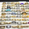 Kvinnors Fashion 50PC / Massor Silver Guld Rostfritt Stål Ringar Party Gift Weeding Mix Style Jewely Ring